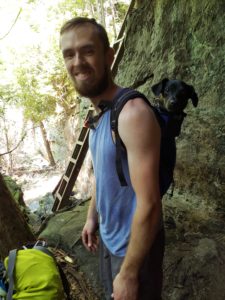 Billy backpacking with his dog, Gus